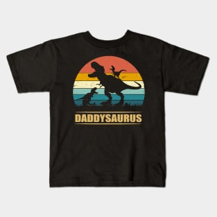 Daddy Dinosaur Daddysaurus 2 Two kids Gift Kids T-Shirt
